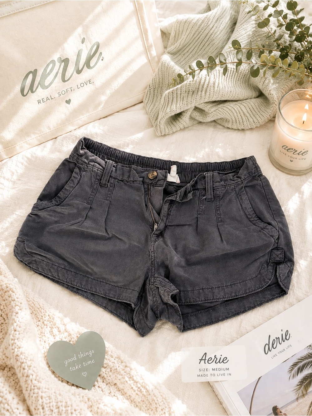 Aerie Charcoal Utility Shorts – Size Medium